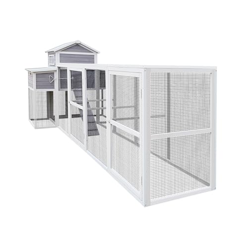 3-Tier Large Wooden Chicken Coop for 8-10 Chickens,Outdoor Walk-in Chicken Coop House with Run&Nesting Boxes,Hen House Poultry Pet Habitat Hutch Cage W/Pull Out Trays&Wire Fencing(95"×80"×83")