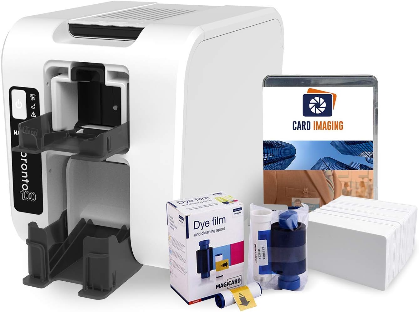 Magicard Pronto 100 Single Side Card Printer & Supplies Package (3100-0001) New for 2021