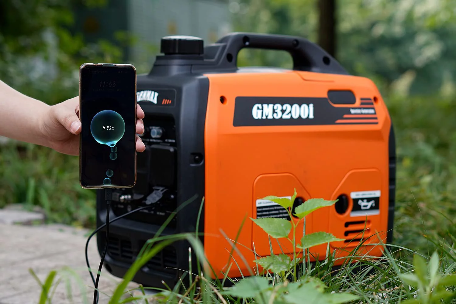 GENMAX Portable Inverter Generator,3200W ultra-quiet gas engine & RV Ready, EPA Compliant, Eco-Mode Feature, Ultra Lightweight for Backup Home Use & Camping (GM-3200i)