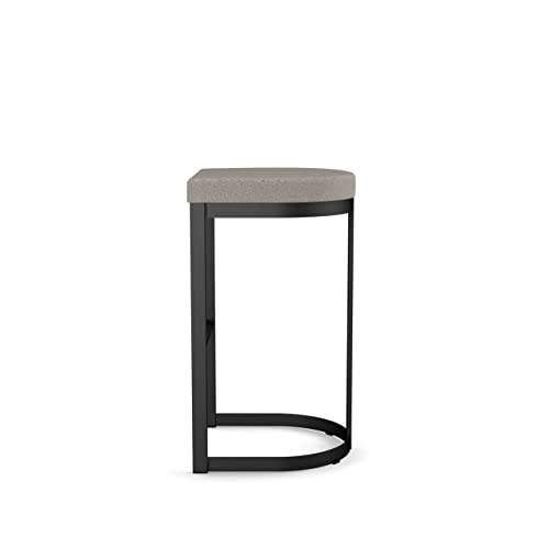 Amisco Lester 26 in. Counter Stool - Grey and Beige Polyurethane/Black Metal