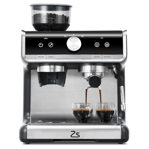Espresso Machine with Grinder, 20 Bar Automatic Espresso Coffee Maker with Milk Frother for Home Barista, Professional Coffee Machine for Cappuccinos or Lattes, Gift for Dad Mom Coffee Lover