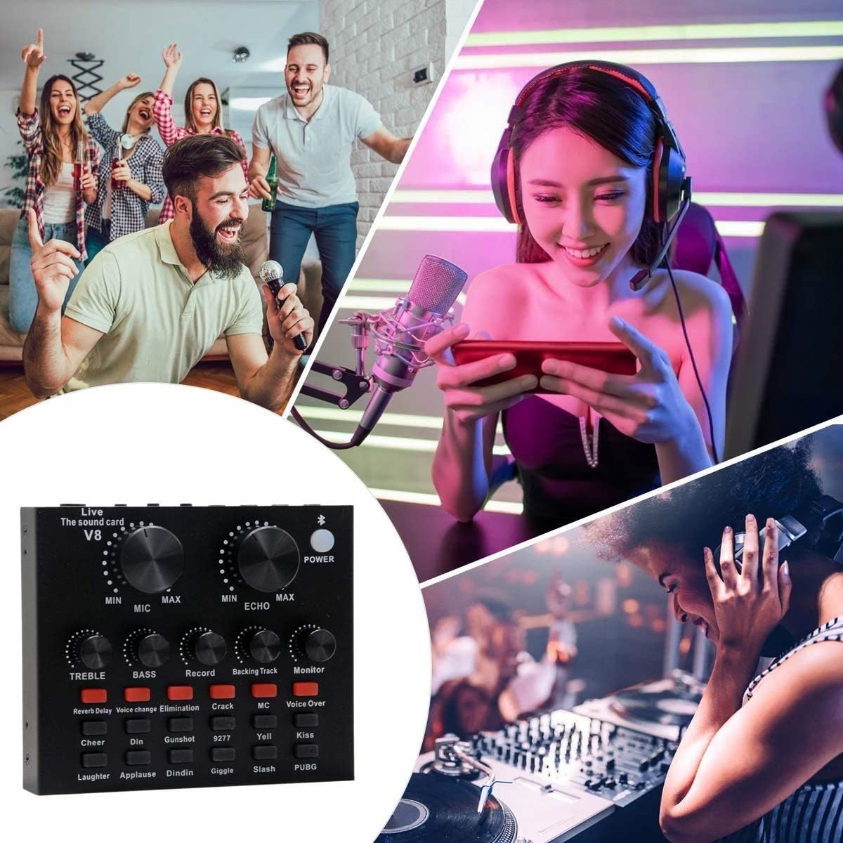 Podcast Equipment Bundle, BM-800 Podcast Microphone bundle with v8 Sound Card, Condenser Studio Microphonefor Laptop Computer Vlog Living Broadcast Live Streaming YouTube TikTok Pack of 2