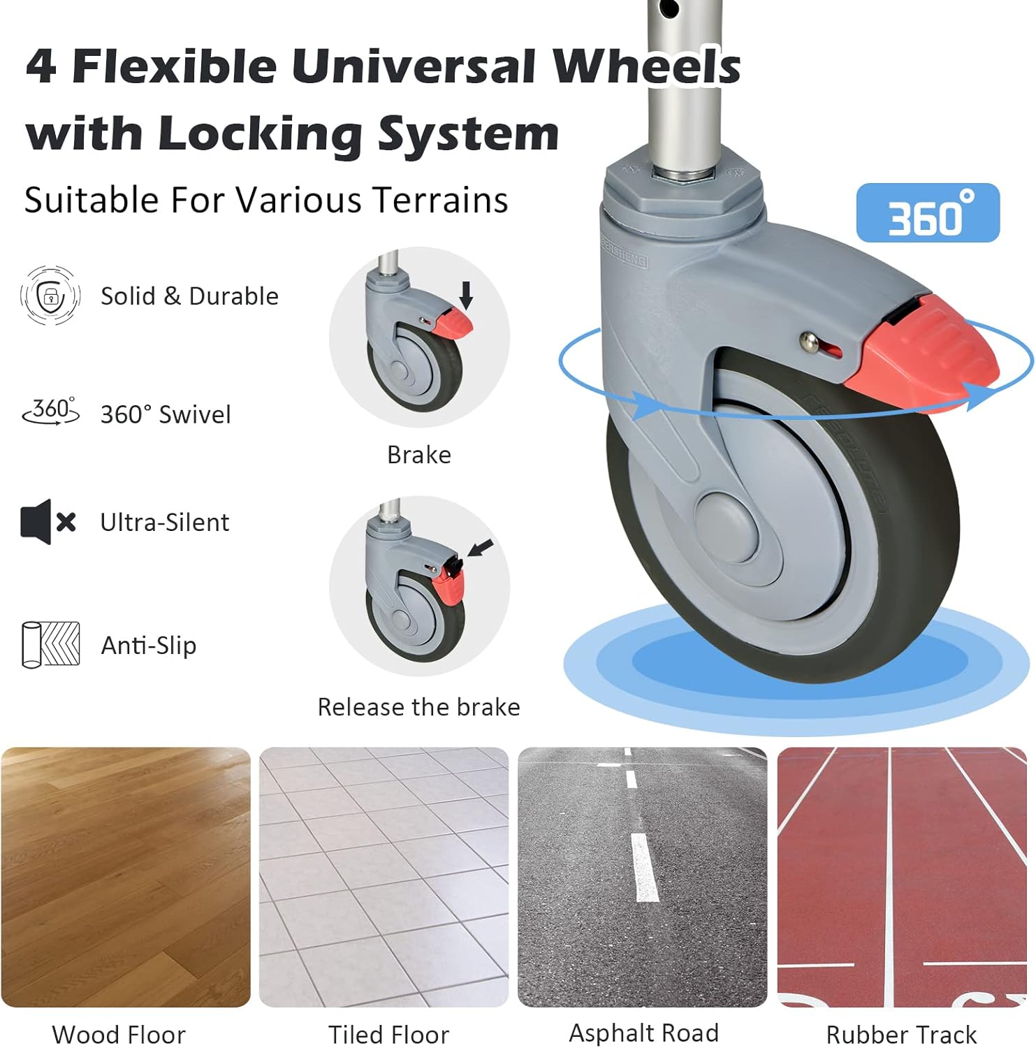 Giantex 4-in-1 Bedside Commode Shower Wheelchair, Commode chair for Toilet with Arms, 4 Lockable Wheels, Detachable Bucket, Height Adjustable & Flip-up Footrest, Padded Mobile Toilet Chair