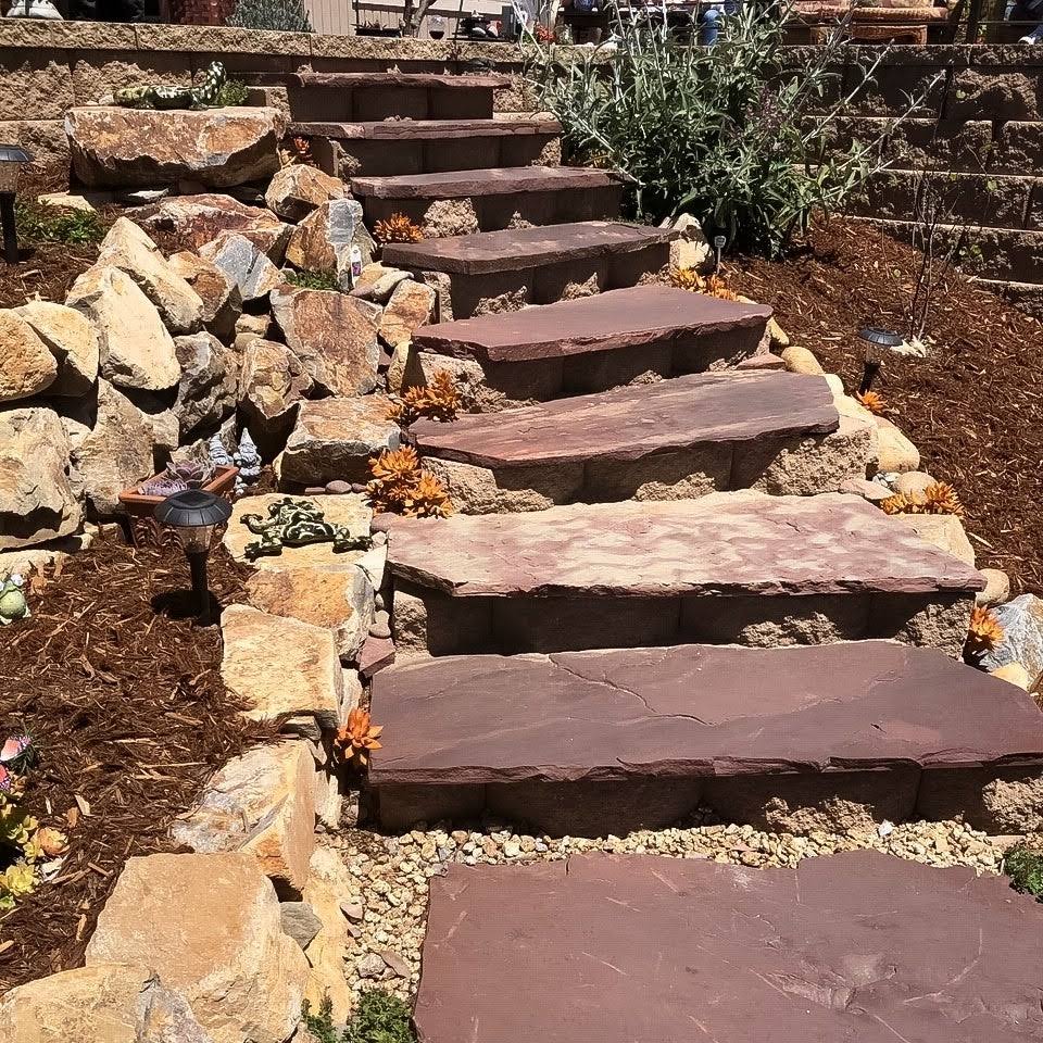 Landscape Patio Natural Flagstone Pathway Stepping Stone Slabs - 1000 lbs - Salmon Red