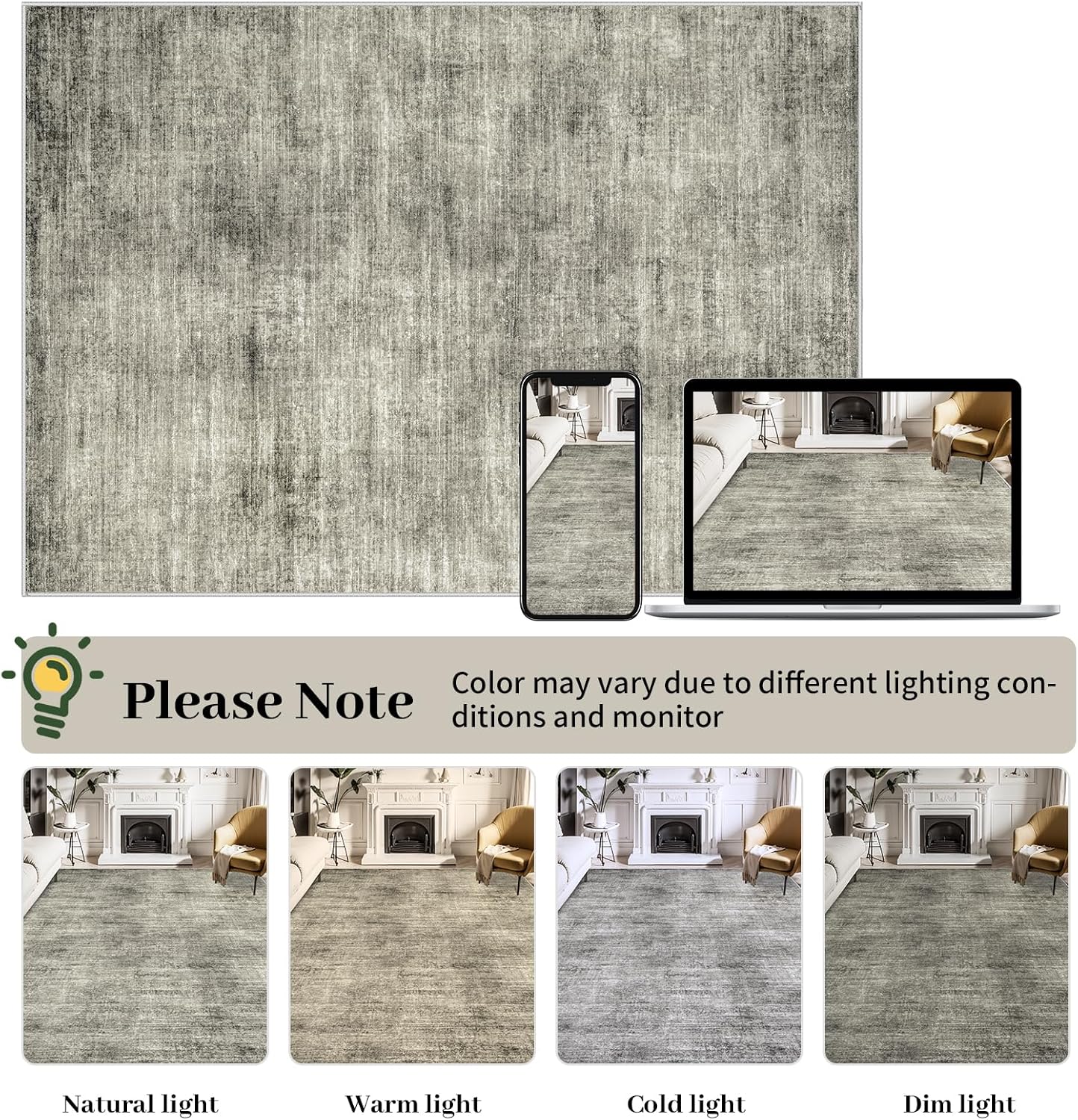 Area Rugs 9x12 for Living Room: Washable Rug 9x12 Large Soft Abstract Rug Indoor Carpet Non Slip Area Rug for Bedroom Dining Room Under Table Home Office Farmhouse(9 x 12, Grey)