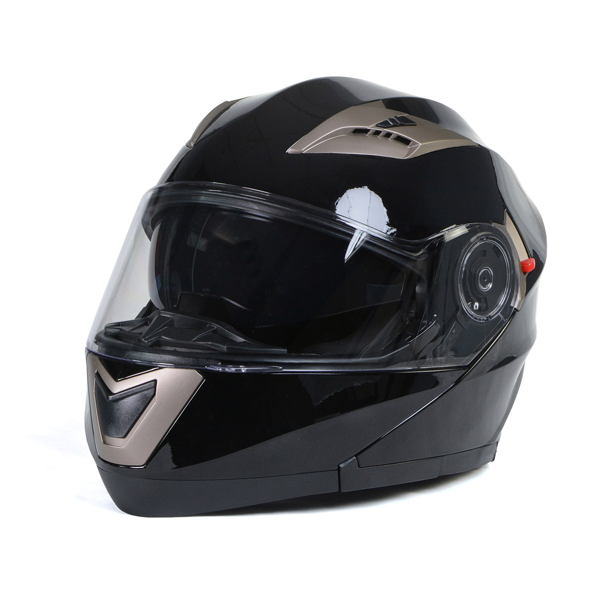 Milwaukee Helmets MPH9806DOT 'Ionized' Gloss Black Advanced Motorcycle Modular Helmet for Men and Women Biker w/ Drop Down Visor Medium