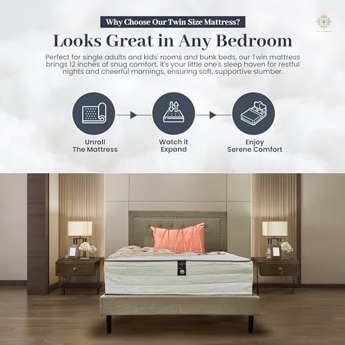 Twin Bed Mattress – 12 Inch Hybrid Twin Mattress with Pocketed Coil Spring with High Density & Comfort Cold Foam - Eco-Friendly, Breathable Twin Size Mattress Medium Firmness