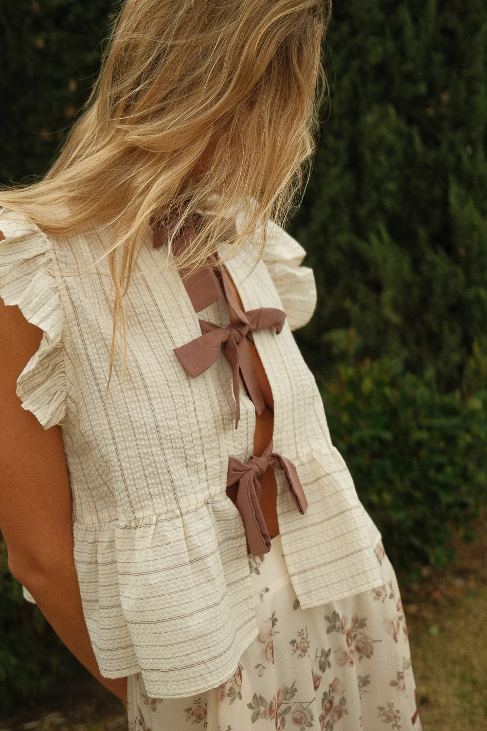Kadie Tie Front Blouse in Mocha - FINAL SALE
