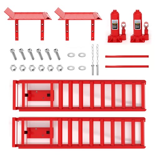 2 Pack Hydraulic Car Ramps, 11050LBS 5T Car Ramp High Lift 9"-14.2", Heavy Duty Steel Car Lift Ramp, Automotive Truck Service Ramps for Oil Changes Support Jack for Maintenance, Black