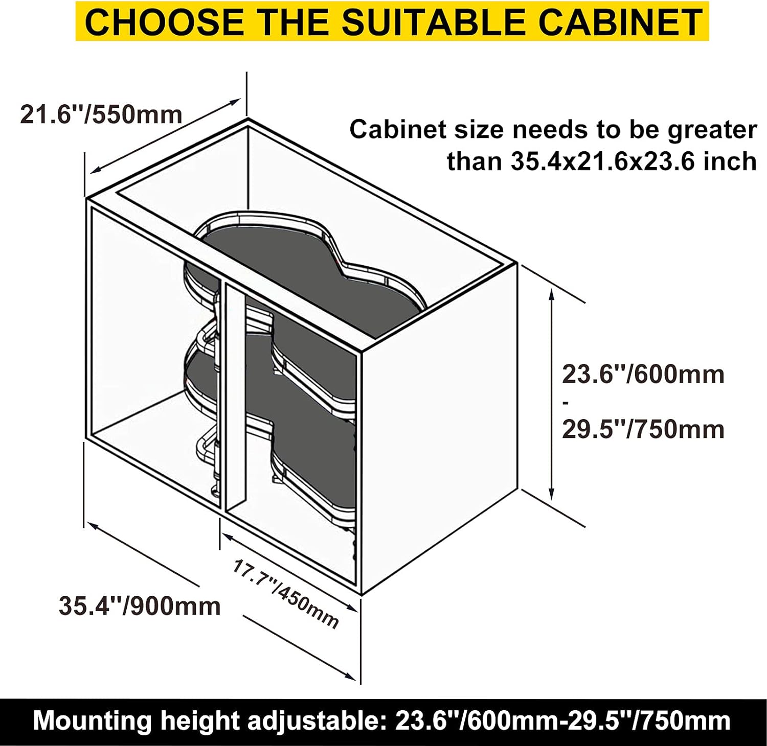 VEVOR Swing Left Blind Corner Cabinet Pull Out for 36 inch Cabinet, 2 Tier Swing Tray Blind Kitchen Cabinet, Soft Close Cloud Blind Organizer for Right Handed Open Blind Corner Cabinet