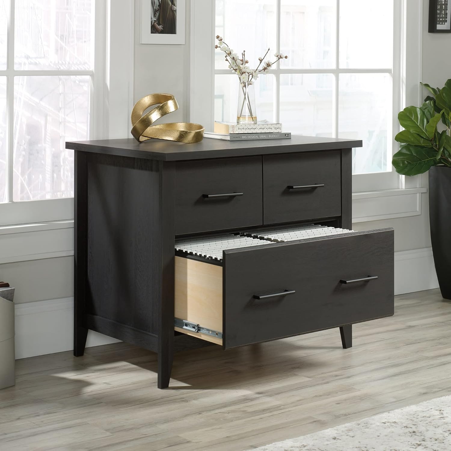 Sauder® Summit Station 33-3/4"W x 23-7/16"D Lateral File Cabinet, Raven Oak