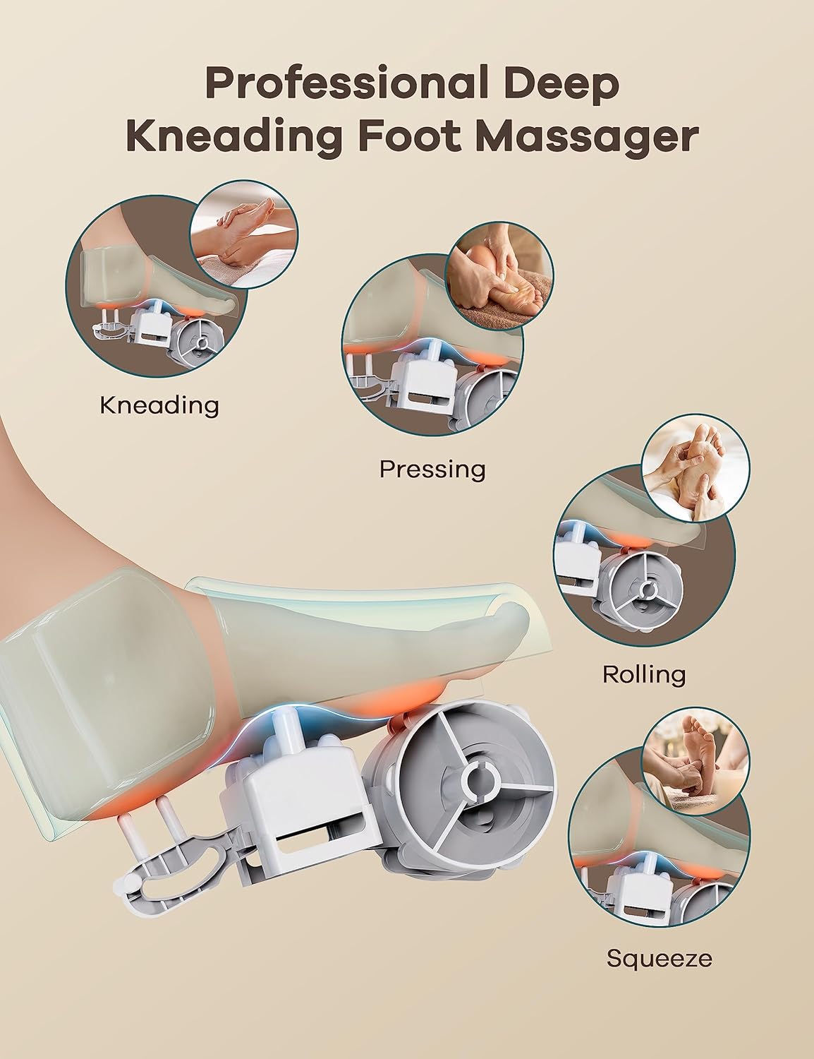 WELOV Foot Massager Machine for Neuropathy Pain, Deep Kneading Shiatsu Foot Massager for Plantar Fasciitis, 2 Heating Levels for Blood Circulation, 5 Massager Intensities, Fits Feet Up to Men Size 12