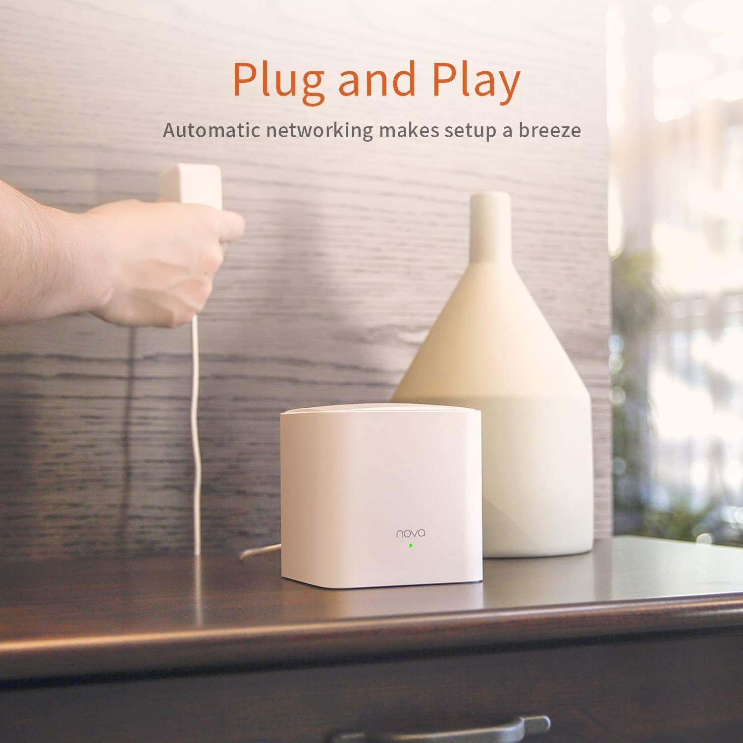 Tenda Nova MW5G Whole Home Mesh WiFi System - Dual Band Gigabit AC1200 Router Replacement for SmartHome,Works with Amazon Alexa for 3500 sq.ft Coverage (3 Pack)