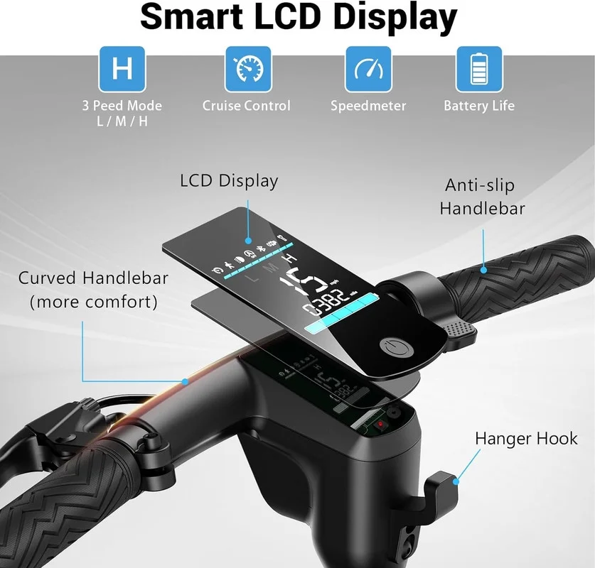 SISIGAD Electric Scooter for Adults, Peak 500W Motor, 8.5" Solid Tires, 15 Miles Long Range & 19Mph Speed Folding Electric Adult Scooter for Commuting with Double Braking System