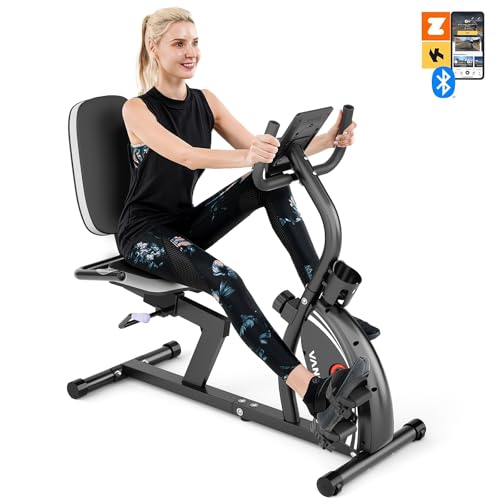 VANSWE Recumbent Exercise Bike for Adults Seniors - Recumbent Bikes for Home with Magnetic Resistance, Bluetooth and App Connectivity, Pulse Sensor