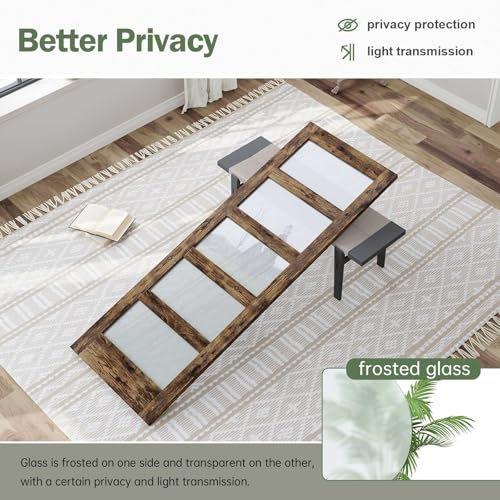 36x84 Inch Glass Sliding Barn Door Slab and 6.6ft Hardware Kit Included, 5 Frosted Glass, LVL Wood Panel Covered with White Water-Proof Scratch-Proof PVC Surface, Simple DIY Assembly