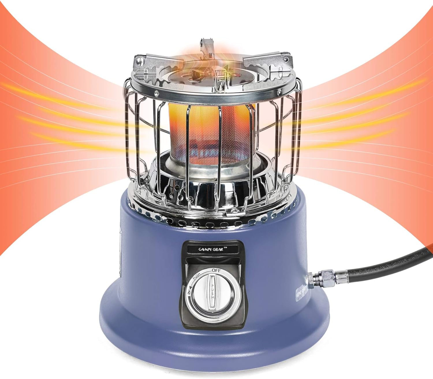 Campy Gear Hunky 18,000 BTU 2 in 1 Portable Propane Heater & Stove with Hose and Pot, Outdoor Camping Gas Stove Camp Tent Heater for Ice Fishing Backpacking Hiking Hunting Survival Emergency (Orange)