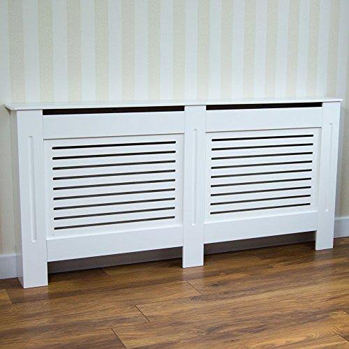 Home Discount Milton Radiator Cover White Modern Painted MDF Cabinet, Medium
