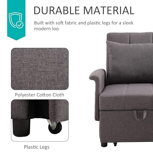 Chair Beds Sleeper 3-in-1 Use, Pull Out Sleeper Chair Bed, Convertible Chairs into Beds with Adjustable Backrest, Side Pockets and Pillow, Sleeper Couch Bed for Small Living Room,PU Leather