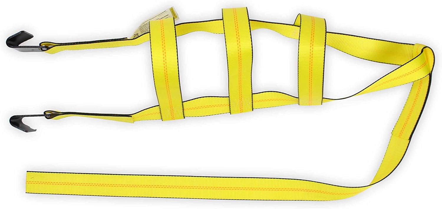 DC Cargo Mall Tow Dolly Basket Straps with Flat Hooks | 2-Pack | Car Wheel Straps for Auto Hauling