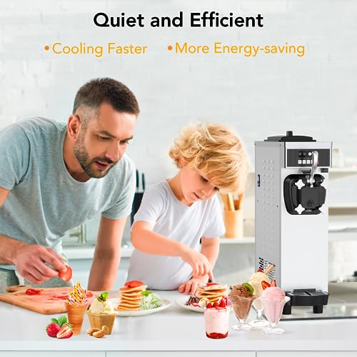 Commercial Ice Cream Maker Machine, 1200W 4.7-5.8Gal/H Auto Clean Single Flavor Soft Serve Ice Cream Machine with 7L Hoppers Countertop Ice Cream Machine for Home Bars and Restaurants