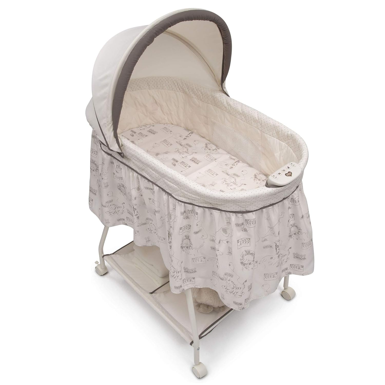 Delta Children Deluxe Sweet Beginnings Bedside Bassinet - Portable Crib with Lights and Sounds, Playtime Jungle, 33x17x45 Inch (Pack of 1) Pack of 2
