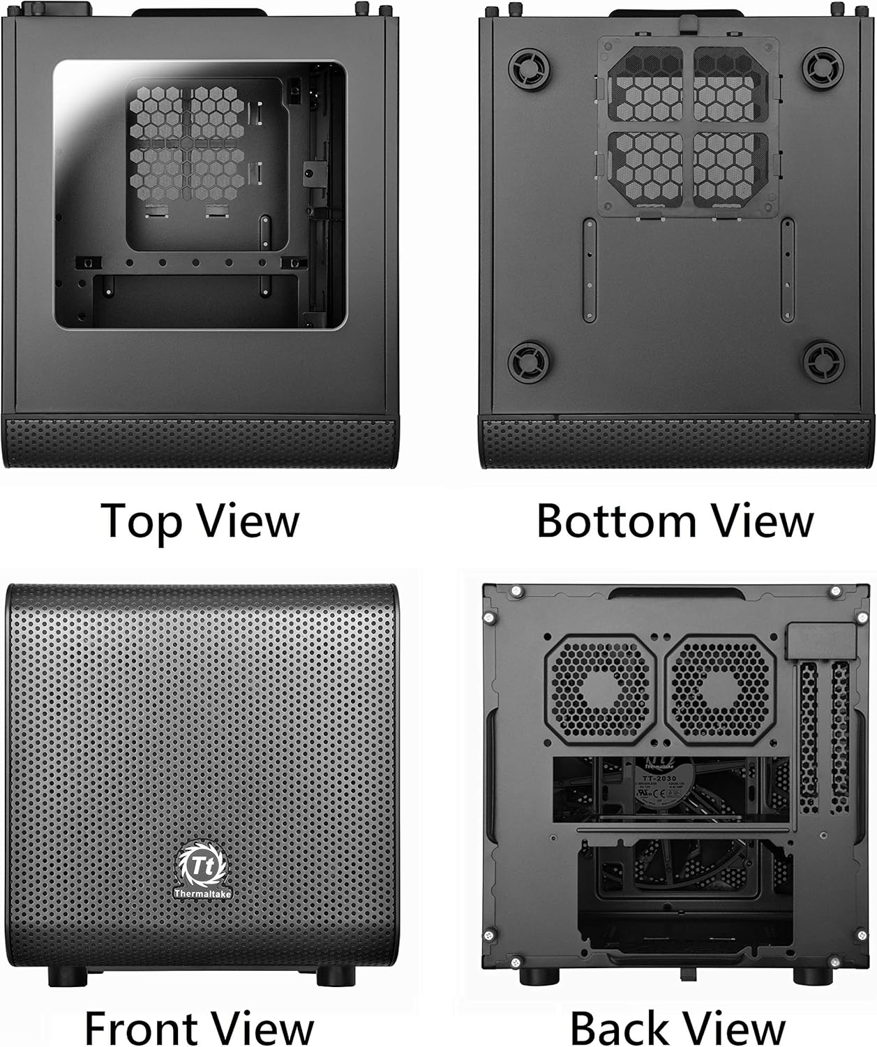 Thermaltake Core V1 SPCC Mini ITX Cube Gaming Computer Case Chassis, Interchangeable Side Panels, Black Edition, CA-1B8-00S1WN-00