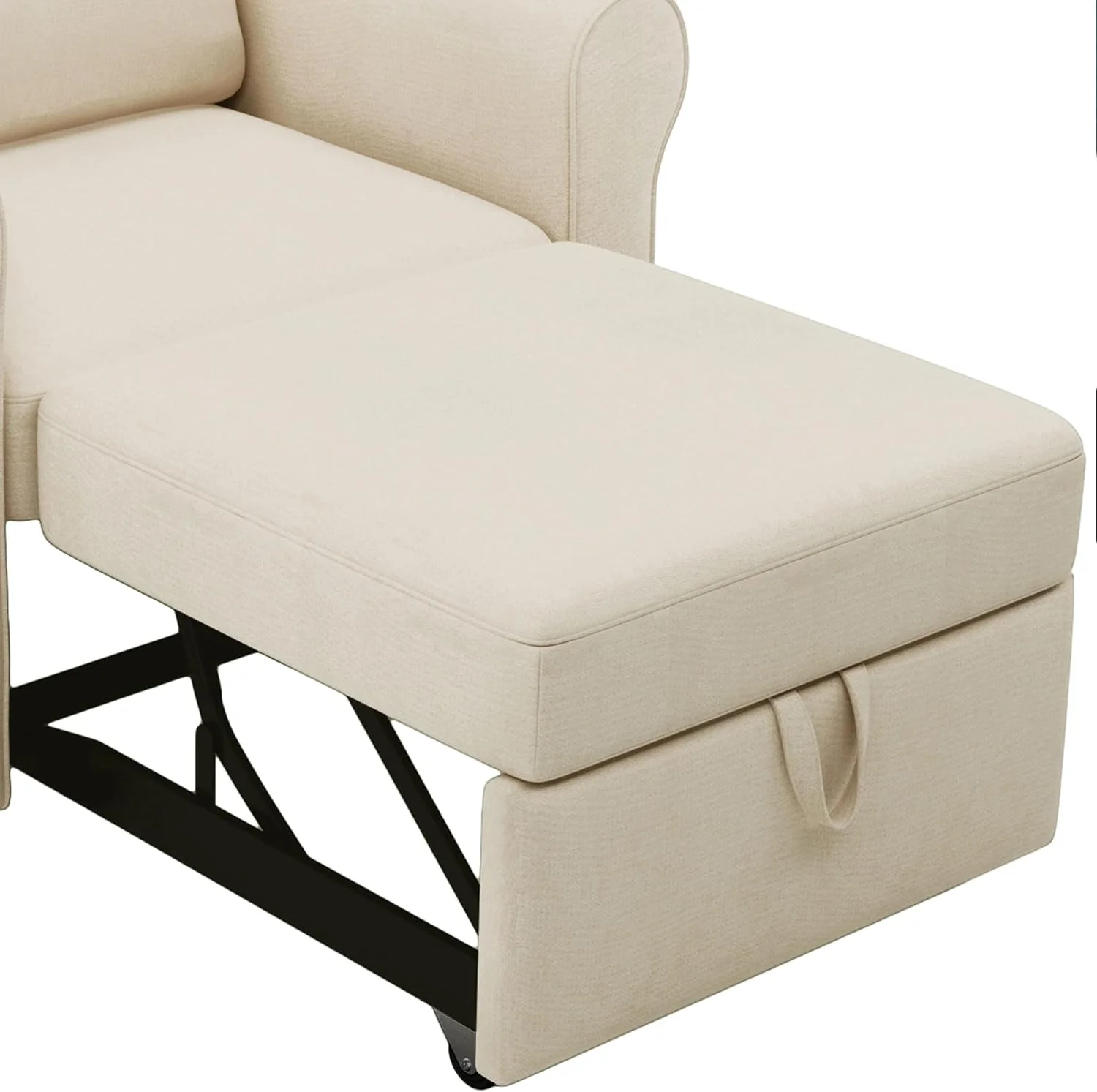 Sofa Bed Chair, Convertible Sleeper Chair Bed With Adjustable Backrest Into A Sofa, Single Bed, Modern Chair Bed For Living Room Bedroom, Beige