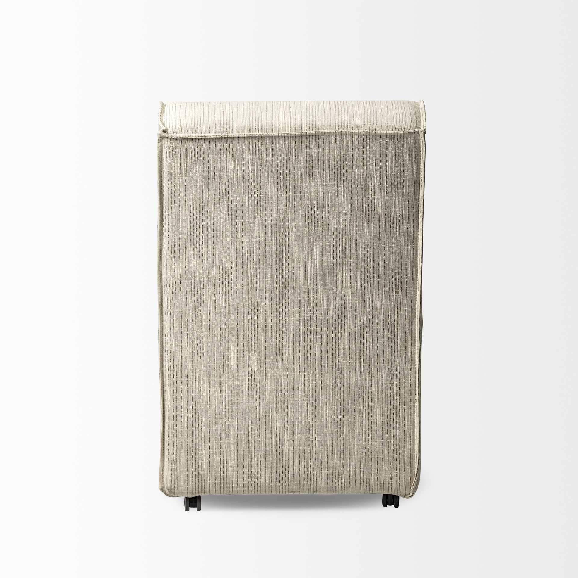 Fully Upholstered Cream Toned Fabric Dining Chair on Casters