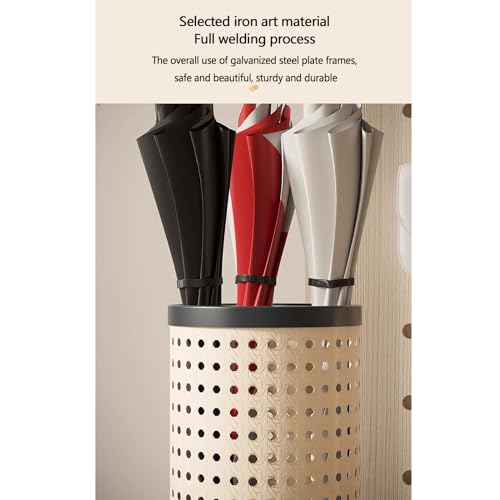 Entryway Creamy Umbrella Rack, Imitation Rattan Umbrella Barrel Household Umbrella Storage Rack for Home, Office, Hotel Freestanding Umbrella Rack Storage,A