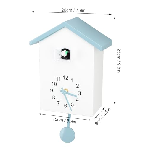 Cuckoo Clock, Bird Voice Call Stylish Bird House Wall Clock Decorative with Clock Pendulum, Tiny Modern Design Art Bird Wall Hanging Clock for Office Bedroom Living Room