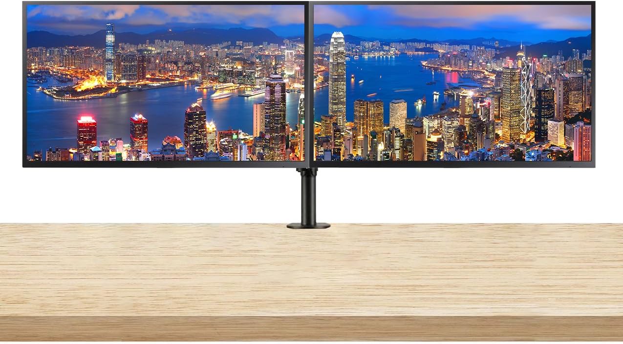 Samsung UJ59 32-inch 2160P 4K UHD Borderless IPS LCD ViewFinity Monitor, 2-Pack Bundle with, DisplayPort, HDMI, USB - Desk Mount Dual Monitor Stand (U32J590UQN), black