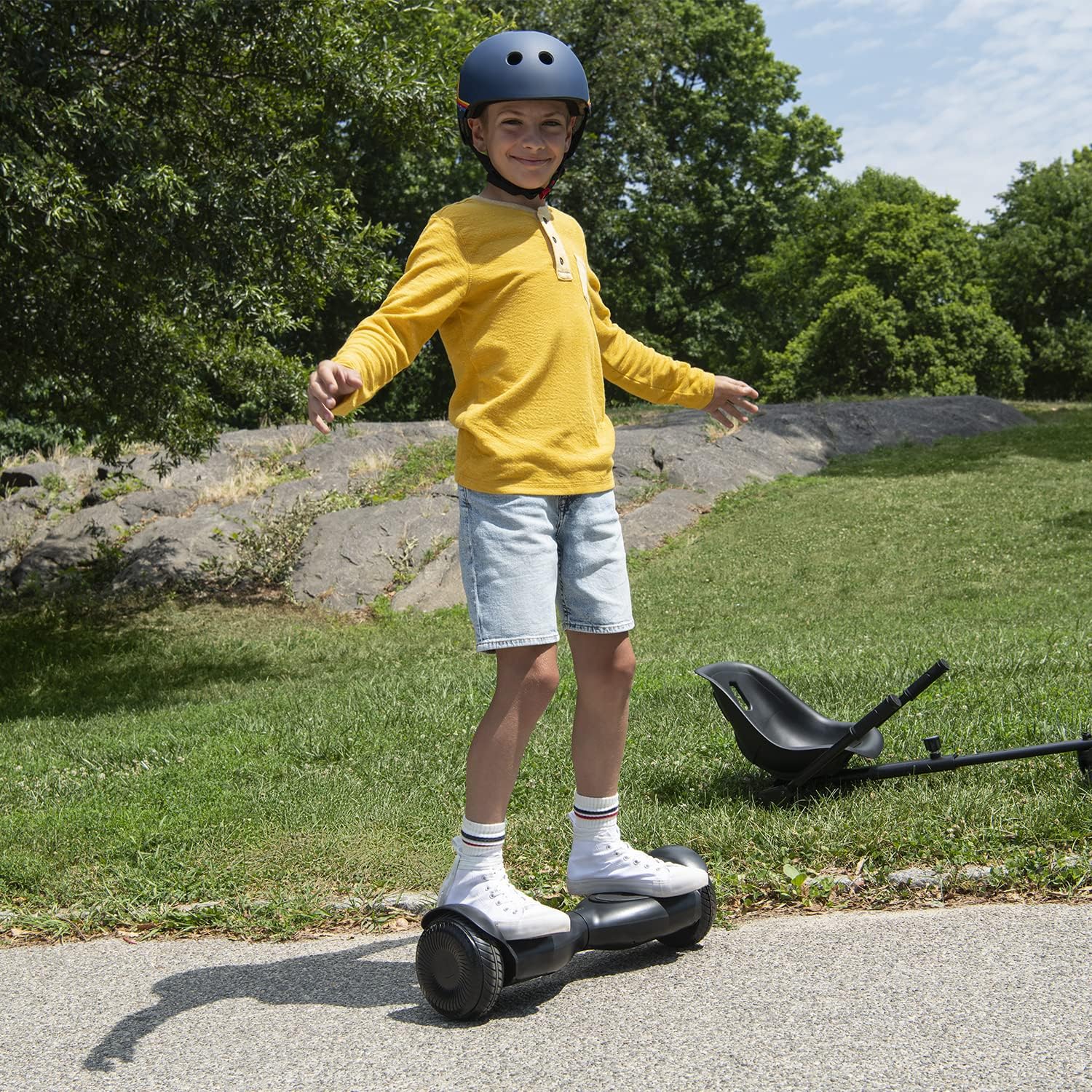 Jetson Rumble All-Terrain JetKart and Hoverboard Combo, 300-Watt Motor, Top Speed of 7 MPH, Max Range of Up To 7 Miles, Adjustable Frame, Ages 12+, Black, JKR2HB-BLK