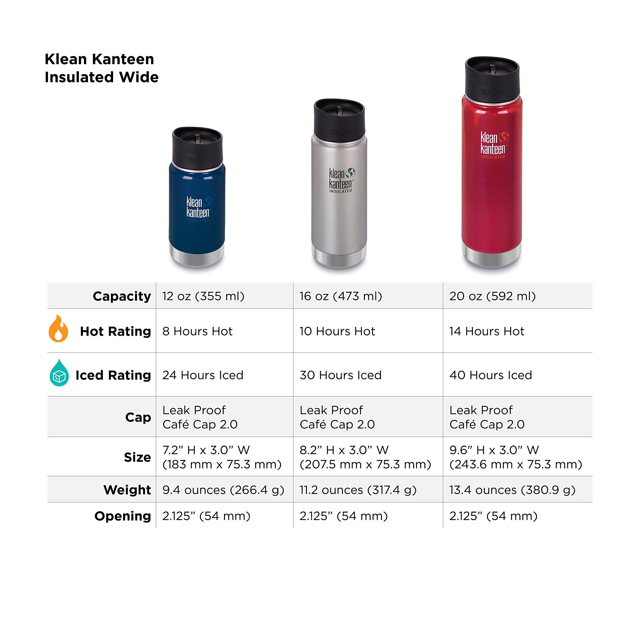 Klean Kanteen Mug, Wide, Neptune Blue, Cafe 2.0, 16 Ounce