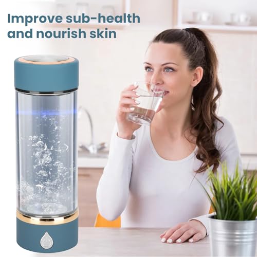 Hydrogen Water Generator,Water Purifier,Hydrogen Water Bottle, Portable Hydrogen Water Ionizer Machine, Hydrogen Water Bottle Generator USB Portable Hydrogen Water Maker Machine 380ml Blue