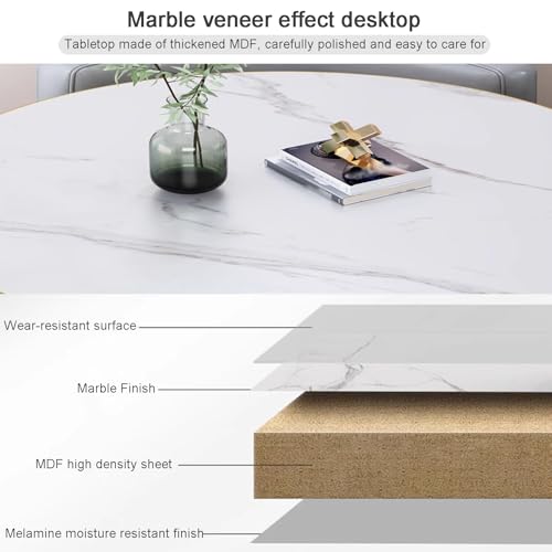Round Kitchen Table and Chairs Set, Dining Room Table Set for 4, Modern Space-Saving Conference Table Set, Dining Table Set for Breakfast Nook, Living Room