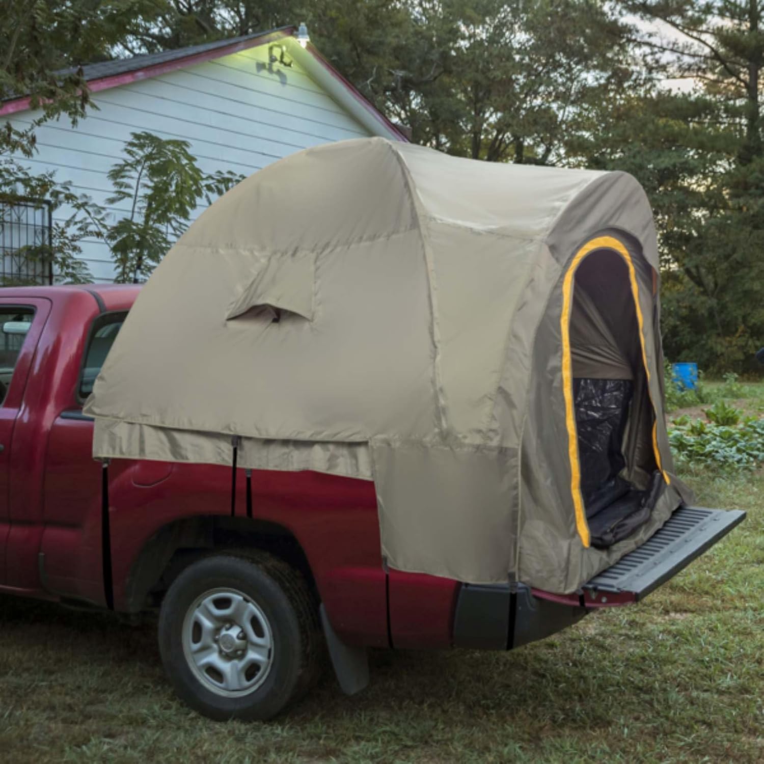 Pickup Truck Tent, Waterproof PU2000mm Truck Tent with Rain Layer and Carry Bag for Camping 6.2-6.8 Ft Bed, 2-Person Sleeping Truck Bed Tent with Windows, Pickup Tent with Expandable Sunshade Awning