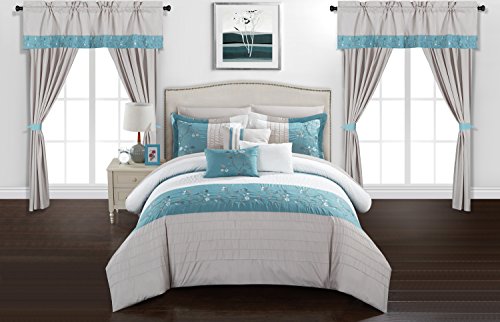 Chic Home - CS8063-AN Sonita 20 Piece Comforter Set, Queen, Navy
