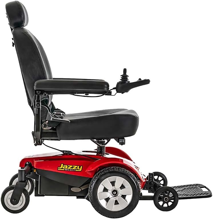 Pride Mobility Jazzy Select Group 2 Power Chair, Red, Mid Wheel Drive, Motorized Electric Wheelchair for Adults, 300 lbs. WC, Up to 4.3 MPH, 19 Miles Range Per Charge