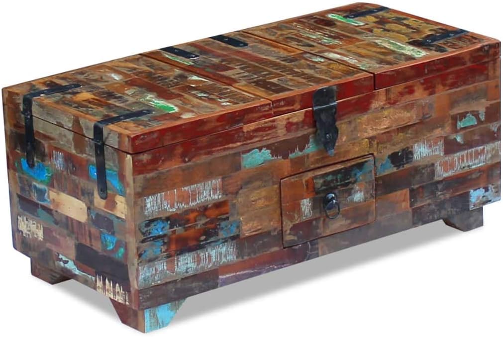 Coffee Table Box Chest Solid Reclaimed Wood 31.5"x15.7"x13.8"