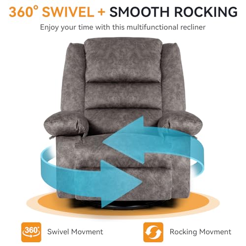 Recliner Chair Massage Rocker with Heated Modern Ergonomic Lounge 360 Degree Swivel Single Sofa Seat Living Room Lounge Recliners on Clearance Foam Filling