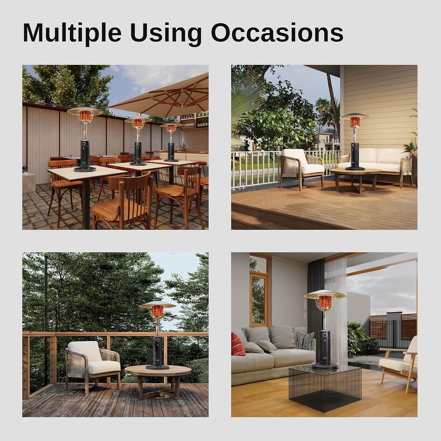 EAST OAK Patio Heater, 11000 BTU Tabletop Outdoor Heater, Mini Portable Propane Heater with 304 Stainless Steel Burner, Triple Protection System, Gas Outside Heater for Patio, Garden, Porch, Black