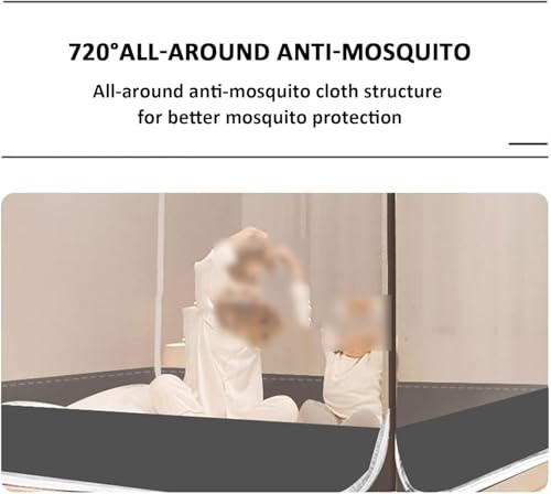 Folding Mosquito Net Tent Canopy Curtains for Beds, Pop Up Portable Netting, Full Bottom Square Top Yurt Mosquito Net, for Woman Adults & Boys Girls Twin/Queen,Blue,150