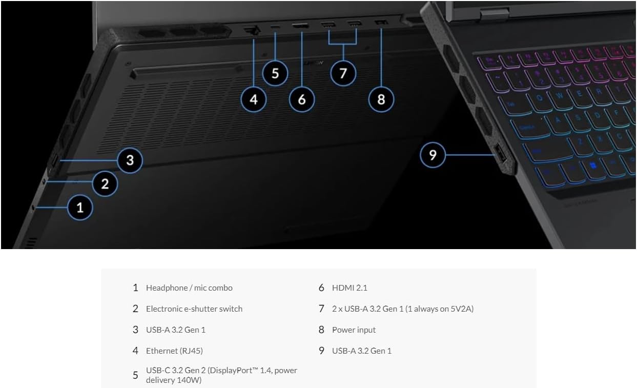 Lenovo Legion Pro 7i Gen 8 16" Gaming Laptop (2023 Model) Intel Core i9-13900HX 24C, NVIDIA GeForce RTX 4090 16GB, 32GB RAM, 512GB NVMe SSD, 16.0" IPS QHD+ 500 nits 240Hz, Windows 11 Home