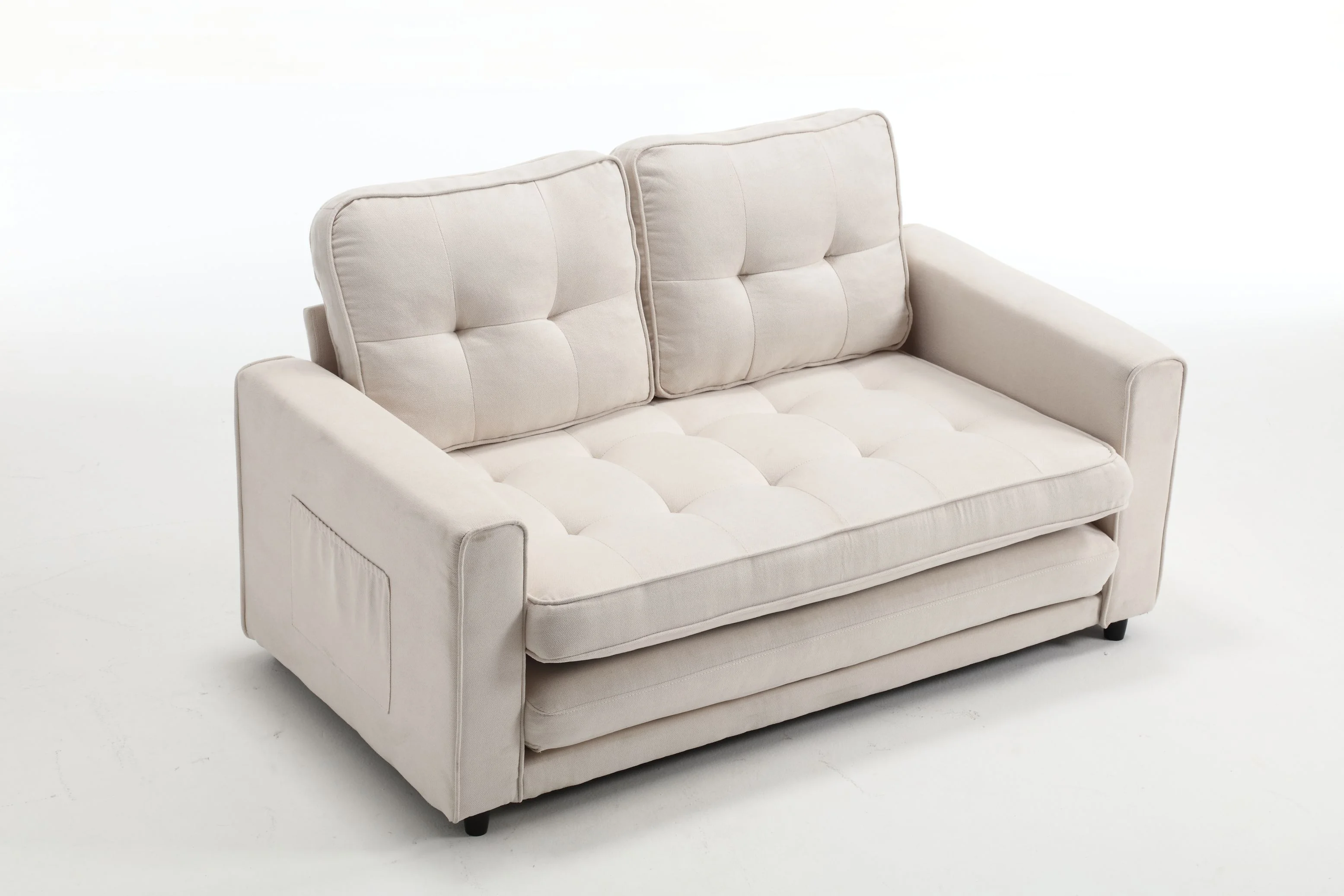 Convertible 3 Fold Sofa Loveseat Bed Sleeper for Living Room Space Saving Couch Velvet Linen Fabric - Comfortable & Innovative