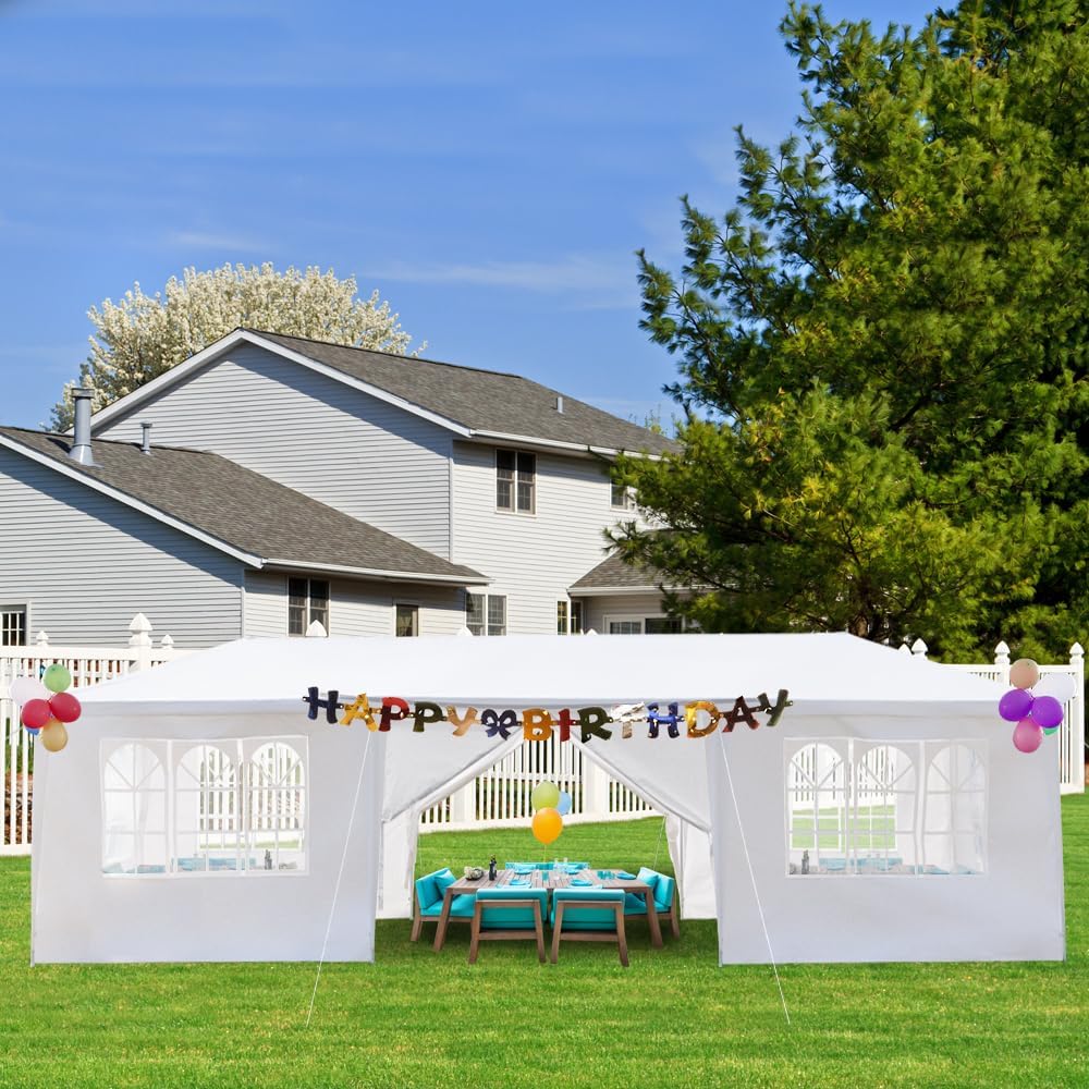 Party Tent 10x30 Upgraded Thicken Steel Tubes Outdoor Waterproof White Canopy Wedding Gazebo Tent Shelter with Removable 8 Side Walls and 2 Doors…