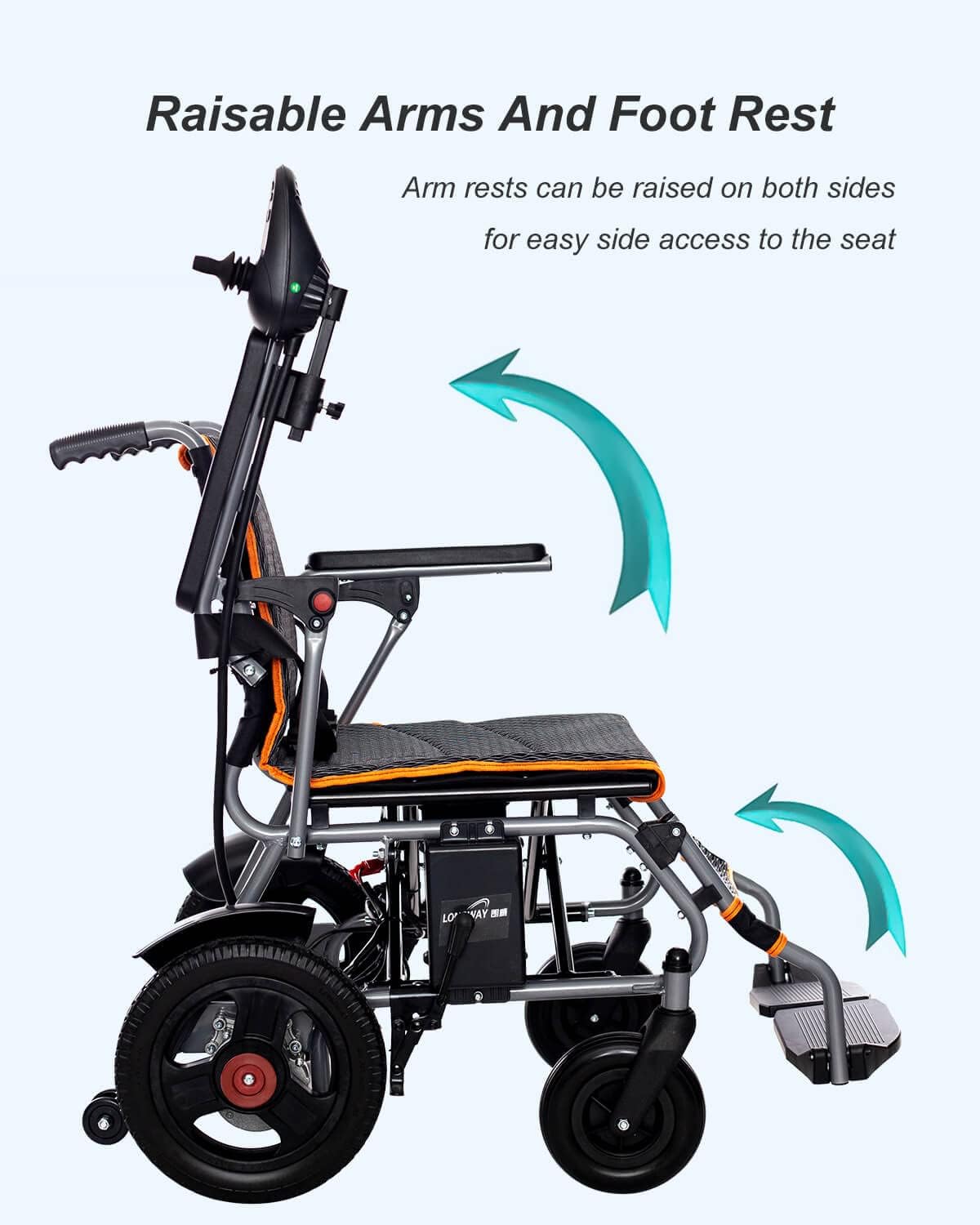 Foldable Electric Wheelchair for Adults- Lightweight and Easy to Store and Transport, Travel-Friendly Powered Wheelchair - Portable and Convenient for On-The-Go Use