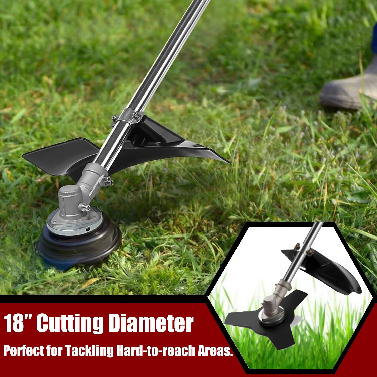 42.7cc Gas Weed Wacker, 2 in 1 Weed Eater 2-Cycle Gas Powered Grass Trimmer, Adjustable Straight Shaft Gasoline Powered Weed Eater, Brush Cutter and Gas String Trimmer, Gas Power