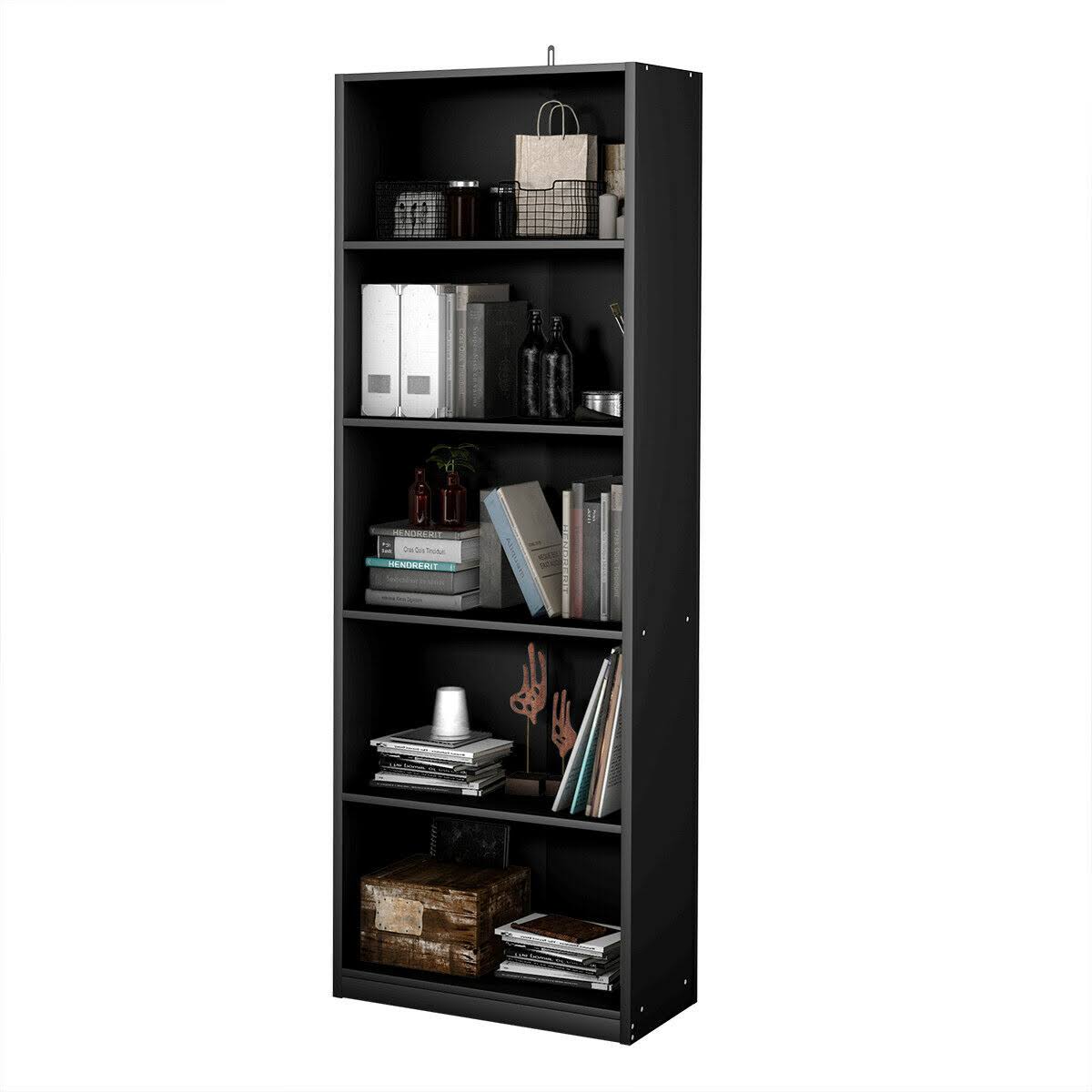 Modern 5 Tier Storage Media Shelf Cabinet Bookcase