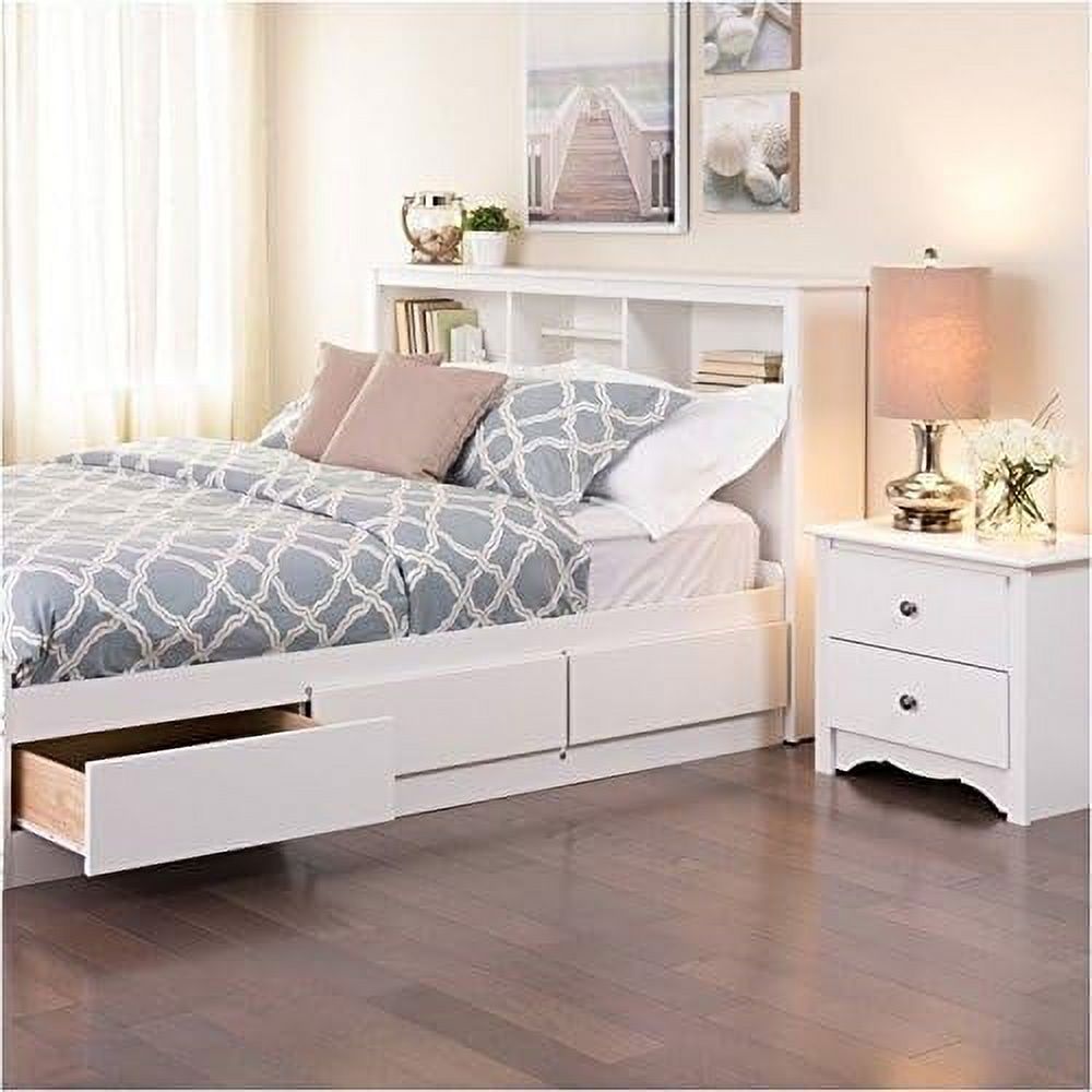 Modern Wood Full Queen Bookcase Headboard In White